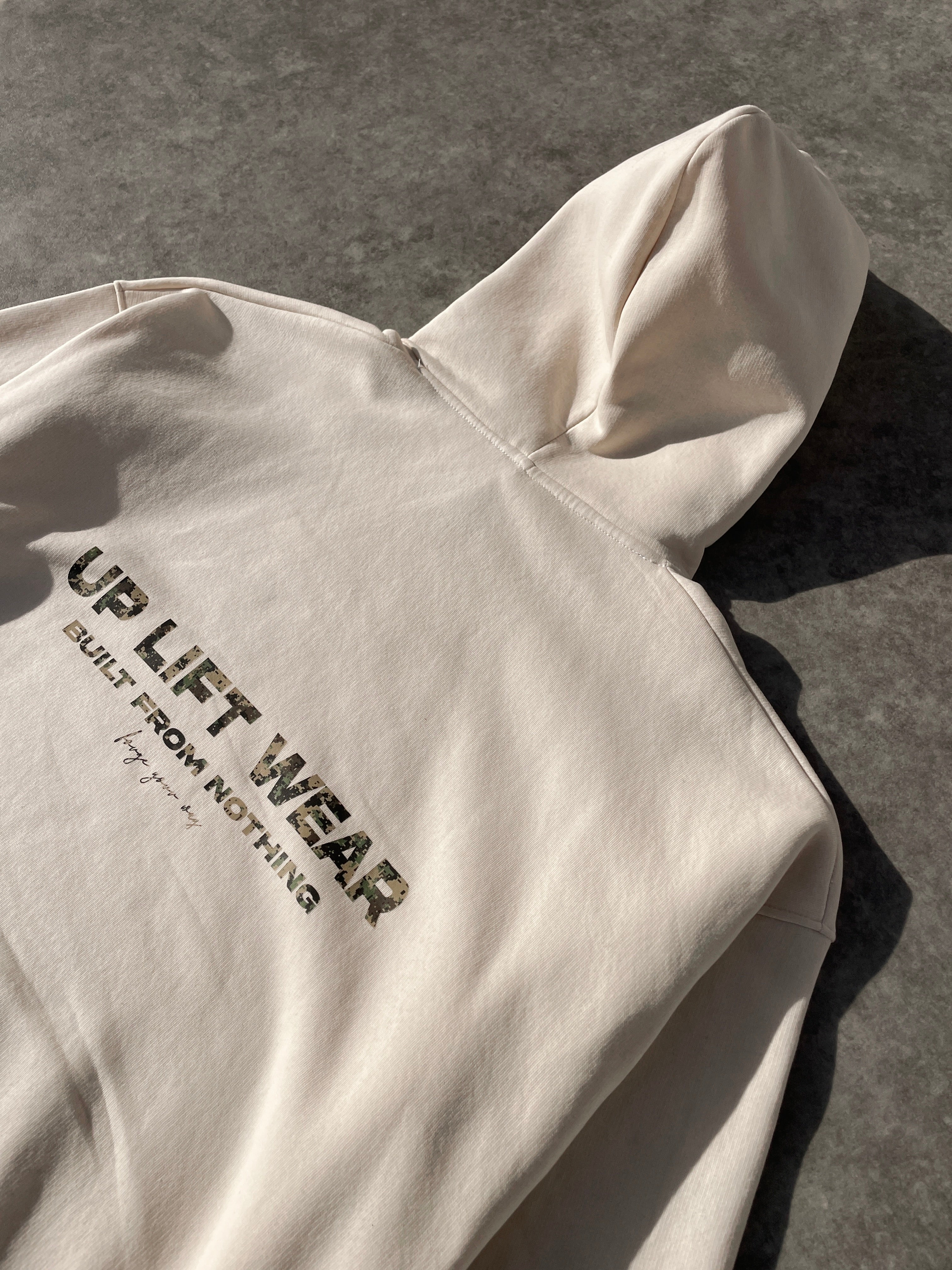 Camo Core Boxy Hoodie - Cream