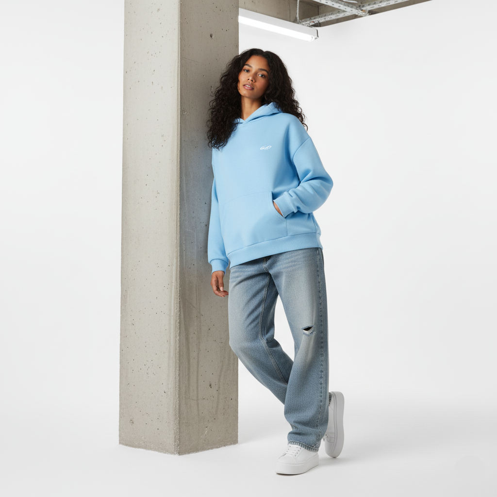 Boxy Hoodie – Sky Blue