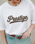 TEE-SHIRT LEOPARD SCRIPT - BLANC