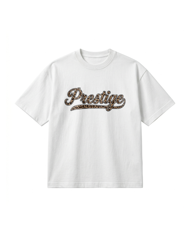TEE-SHIRT LEOPARD SCRIPT - BLANC
