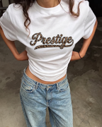 TEE-SHIRT LEOPARD SCRIPT - BLANC
