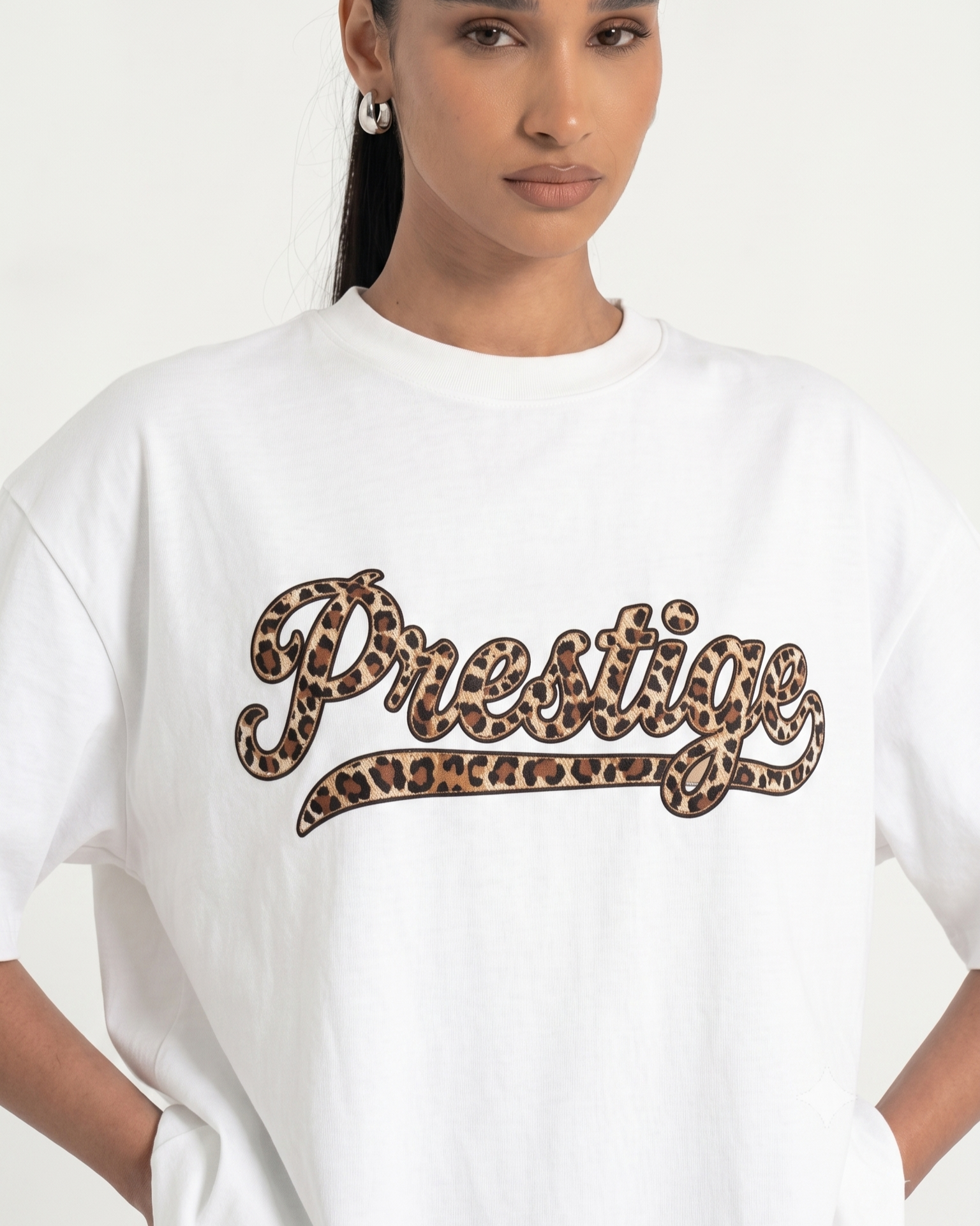 LEOPARD SCRIPT T-SHIRT - WHITE